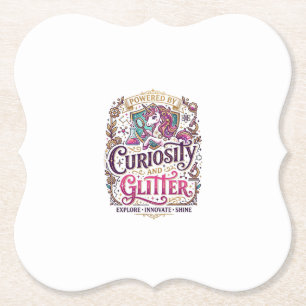 Einhorn, angetrieben von Neugier und Glitter Styli Untersetzer