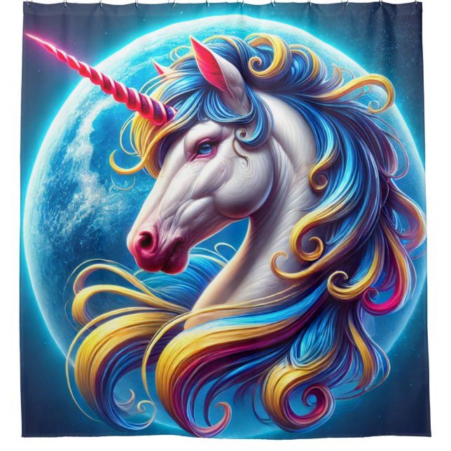 Einhorn Art Duschvorhang (Vorderseite)