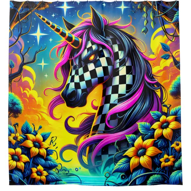 Einhorn Art Duschvorhang (Vorderseite)