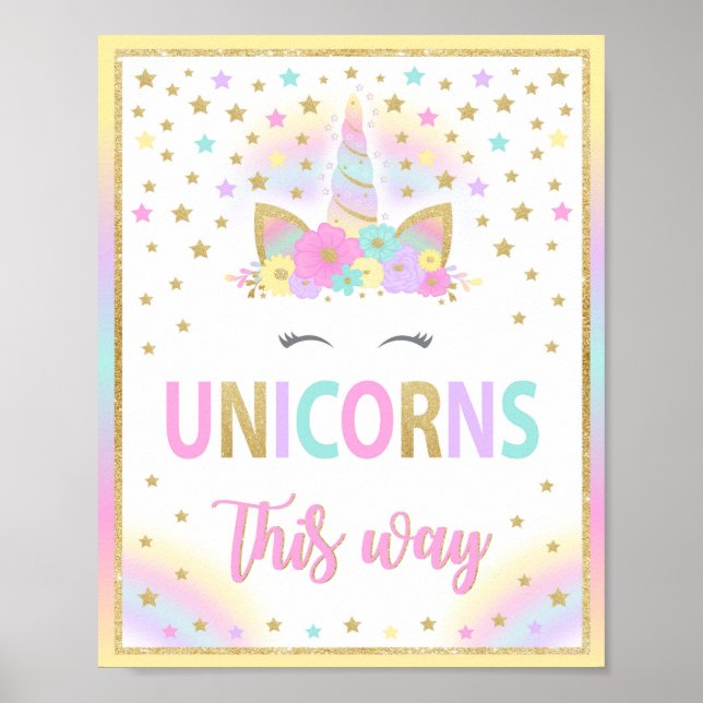 Einhorn auf diese Weise Signieren, Einhorn-Zeichen Poster (Vorne)