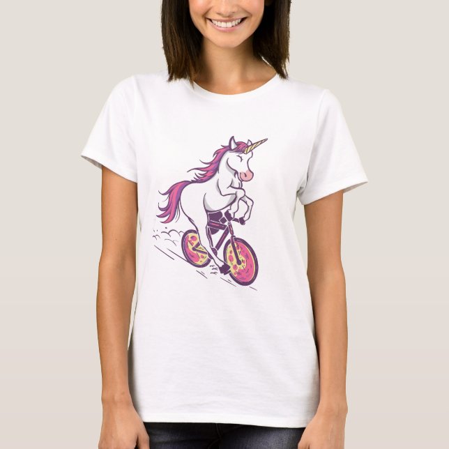 Einhorn auf einem Fahrrad T-Shirt (Vorderseite)