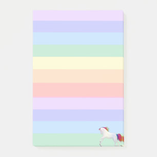 Einhorn auf pastellfarbenem Regenbogen gestreift Post-it Klebezettel