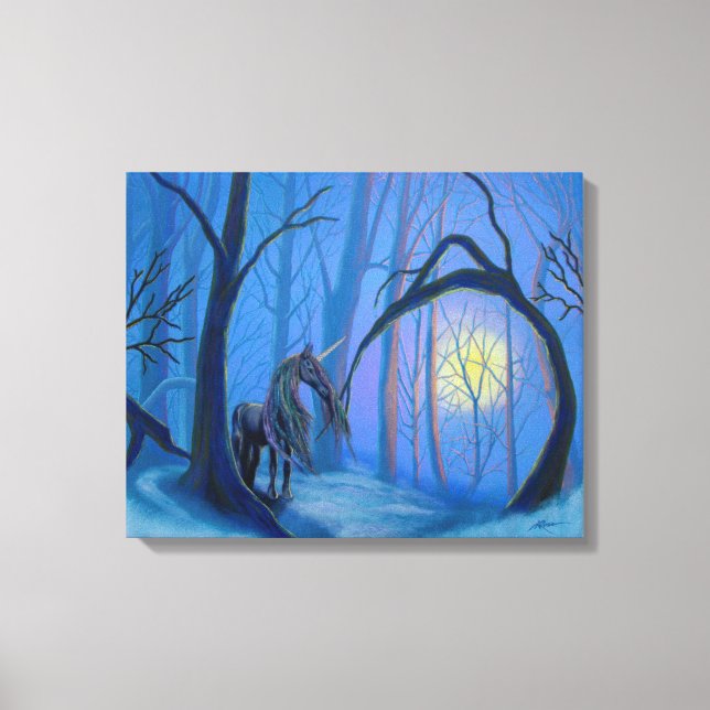 Einhorn auf Premium-Leinwand Leinwanddruck (Vorderseite)