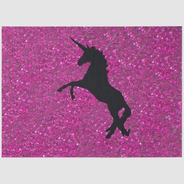 Einhorn auf rosa Glitzer Seidenpapier (Vorderseite)