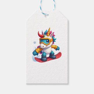 Einhorn auf Schneebrett - Lustiger Ski- und Winter Geschenkanhänger