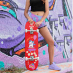 Einhorn auf Skateboard mit personalisierten Bildun<br><div class="desc">Einhorn Personalisiert Skateboard KLICKEN SIE AUF PERSONALISIEREN SIE DIE VORLAGENOPTION UND GEBEN SIE DEN NAMEN EIN. Cooles Skateboard in lebhaften Farben und für den Hintergrund und ein funky Einhorn auf einem Skateboard. Dieses Skateboard ist eine tolle Geschenkidee für einen Einhornliebhaber.</div>