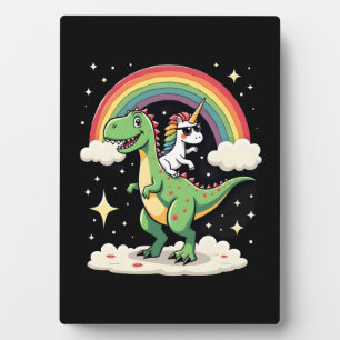 Einhorn auf T-Rex - Dinosaurier Jungen Mädchen Fotoplatte