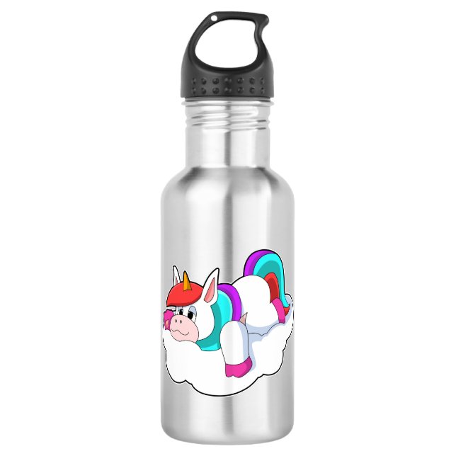 Einhorn auf Wolken Edelstahlflasche (Vorderseite)