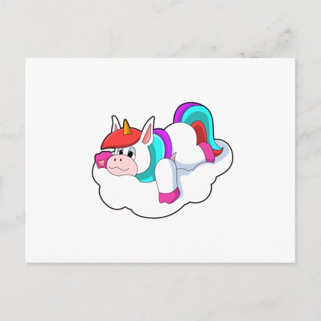 Einhorn auf Wolken Postkarte (Vorderseite)