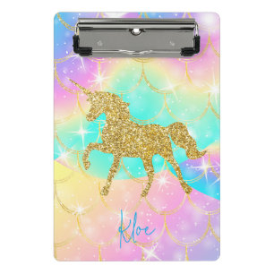 Einhorn aus rosa Gold Mini Klemmbrett