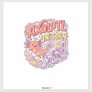 Einhorn Axolotl Einhorn Splash Whimsical Weiß Bac Aufkleber