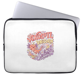 Einhorn Axolotl Einhorn Splash Whimsical Weiß Bac Laptopschutzhülle