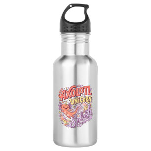 Einhorn Axolotl Einhorn Splash Whimsical Weiß Rück Edelstahlflasche