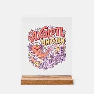 Einhorn Axolotl Einhorn Splash Whimsical Weißer Hi Acrylschild