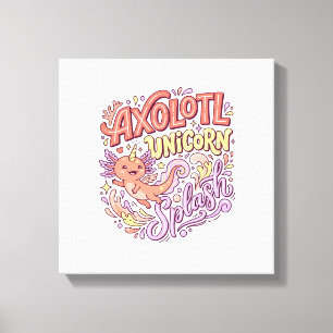 Einhorn Axolotl Einhorn Splash Whimsical Weißer Hi Leinwanddruck