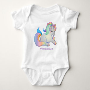 Einhorn-Baby-Design mit Pastell-Regenbogen persona Baby Strampler
