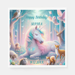 Einhorn, Baby/Kind, Individuelle Name/Geburtsdatum Serviette
