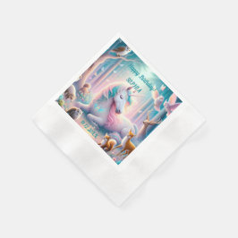 Einhorn, Baby/Kind, Individuelle Name/Geburtsdatum Serviette