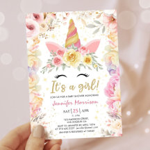Einhorn-Baby-Party Gold-Rosa Mädchen Floral