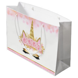 Einhorn-Baby-Party in Rosa und Gold Große Geschenktüte
