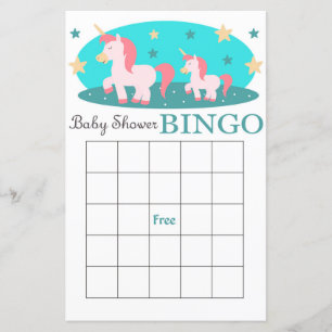 Einhorn-Baby-Shower-Bingo-Karte