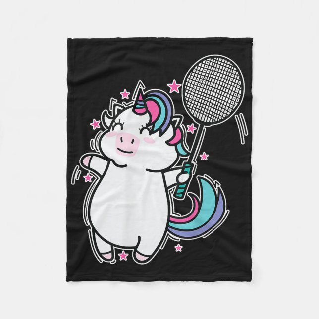 Einhorn Badminton  Fleecedecke (Vorderseite)