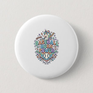 Einhorn Baseball Horn Power Kawaii Vektor Design_1 Button