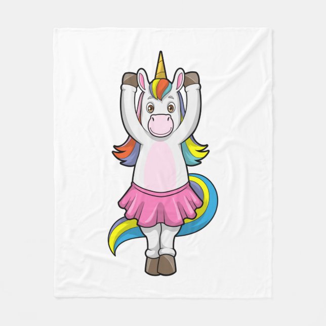 Einhorn beim Ballett-Tanz mit dem Rock Fleecedecke (Vorderseite)