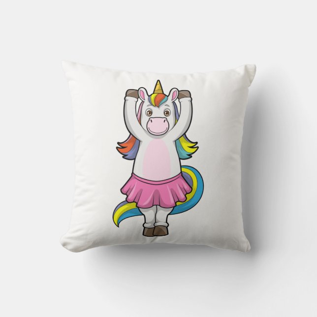 Einhorn beim Ballett-Tanz mit dem Rock Kissen (Vorderseite)