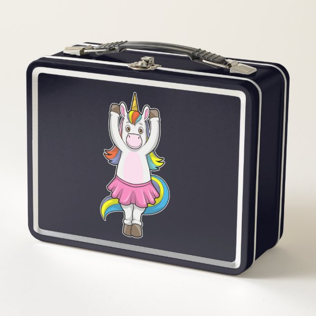 Einhorn beim Ballett-Tanz mit dem Rock Metall Brotdose (Vorderseite)