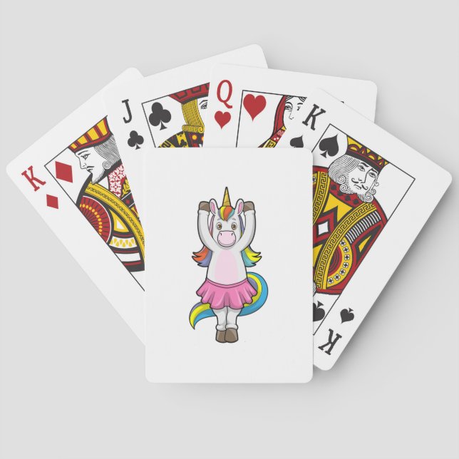 Einhorn beim Ballett-Tanz mit dem Rock Spielkarten (Rückseite)