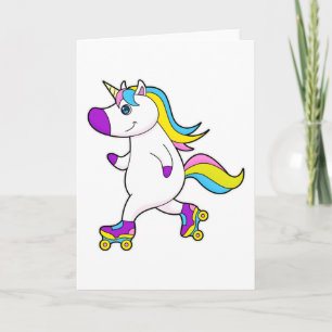 Einhorn beim Inline-Skaten mit Rollschuhen Karte