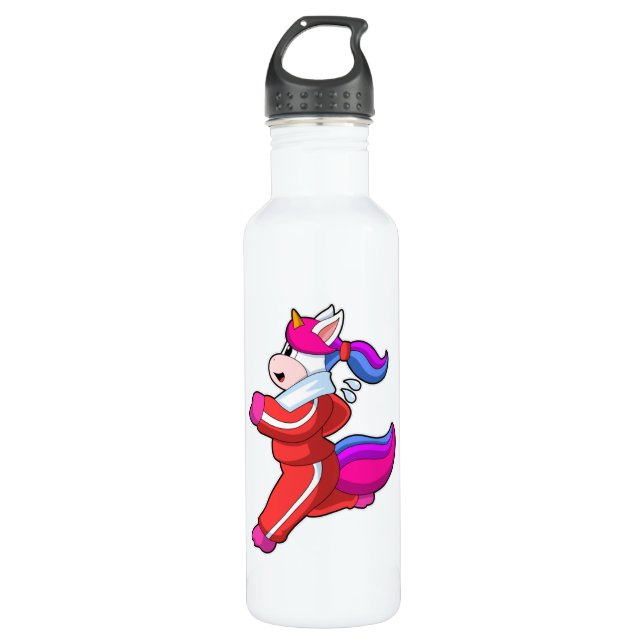 Einhorn beim Laufen Edelstahlflasche (Vorderseite)