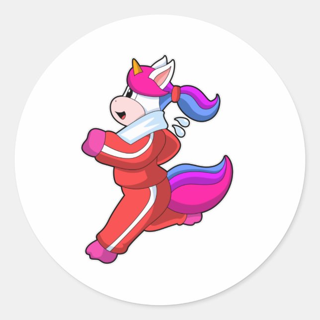Einhorn beim Laufen Runder Aufkleber (Vorderseite)