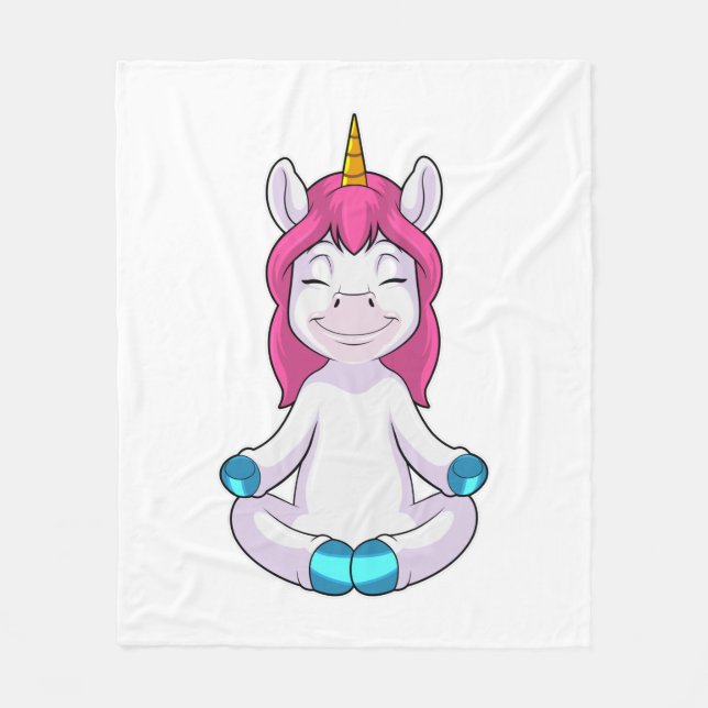 Einhorn beim Meditieren im Sitzen Fleecedecke (Vorderseite)