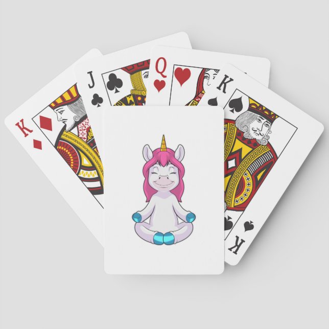 Einhorn beim Meditieren im Sitzen Spielkarten (Rückseite)