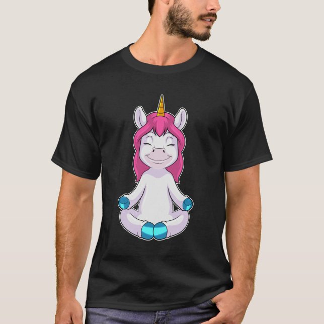 Einhorn beim Meditieren im Sitzen T-Shirt (Vorderseite)