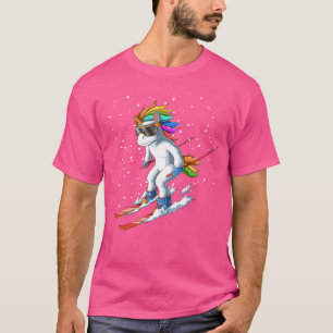 Einhorn beim Skifahren Lustiger Ski T-Shirt