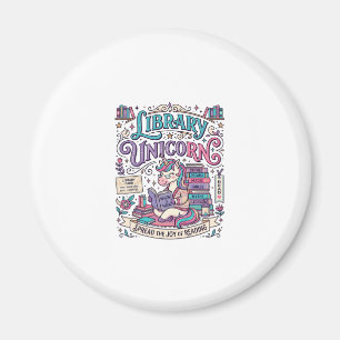 Einhorn Bibliothek Einhorn Farbige POD Kunstwerk_1 Magnet