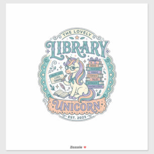Einhorn-Bibliothek Einhorn Whimsical Grafik T-Shir Aufkleber