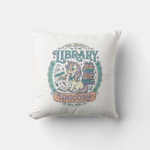 Einhorn-Bibliothek Einhorn Whimsical Grafik T-Shir Kissen
