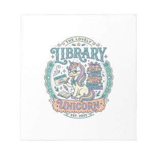 Einhorn-Bibliothek Einhorn Whimsical Grafik T-Shir Notizblock