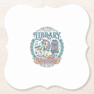 Einhorn-Bibliothek Einhorn Whimsical Grafik T-Shir Untersetzer