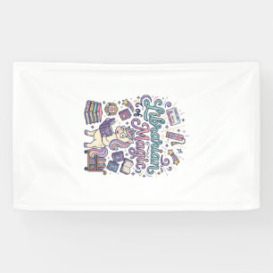 Einhorn-Bibliothekar von Magie-Druckfertige Beklei Banner