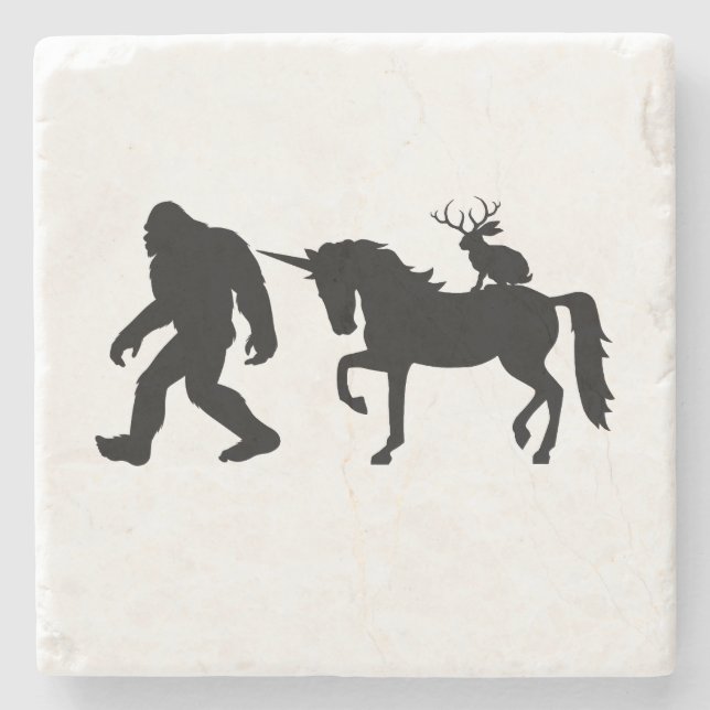 Einhorn, Bigfoot, Jackalope Steinuntersetzer (Vorderseite)