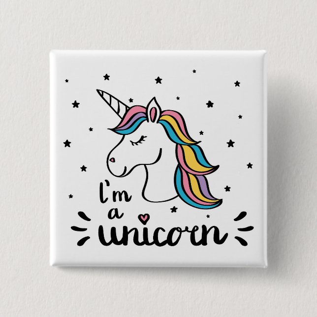 Einhorn | bin ich ein Einhorn Button (Vorderseite)