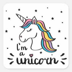 Einhorn   bin ich ein Einhorn Quadratischer Aufkleber