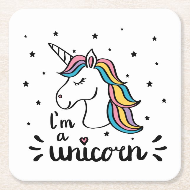 Einhorn | bin ich ein Einhorn Rechteckiger Pappuntersetzer (Vorderseite)