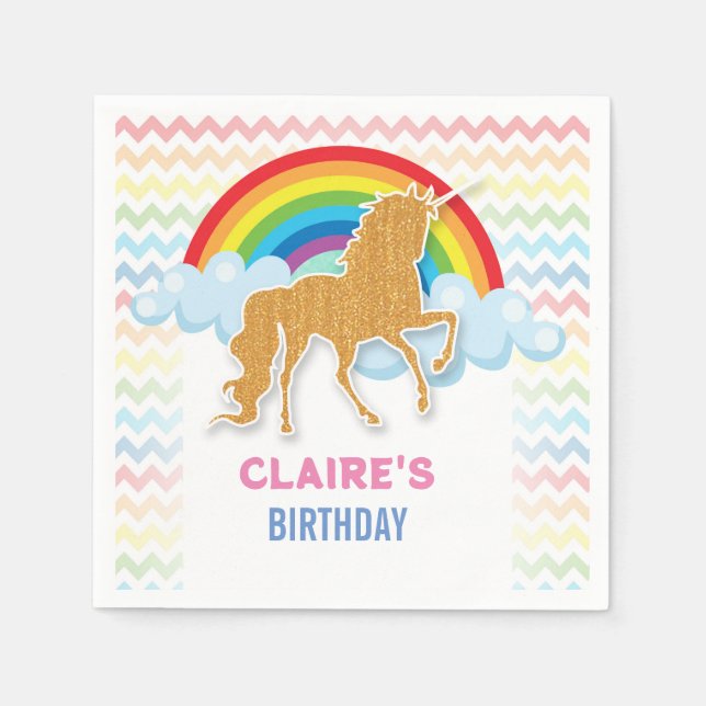 Einhorn Birthday Einladung Magischer Regenbogen Serviette (Vorderseite)