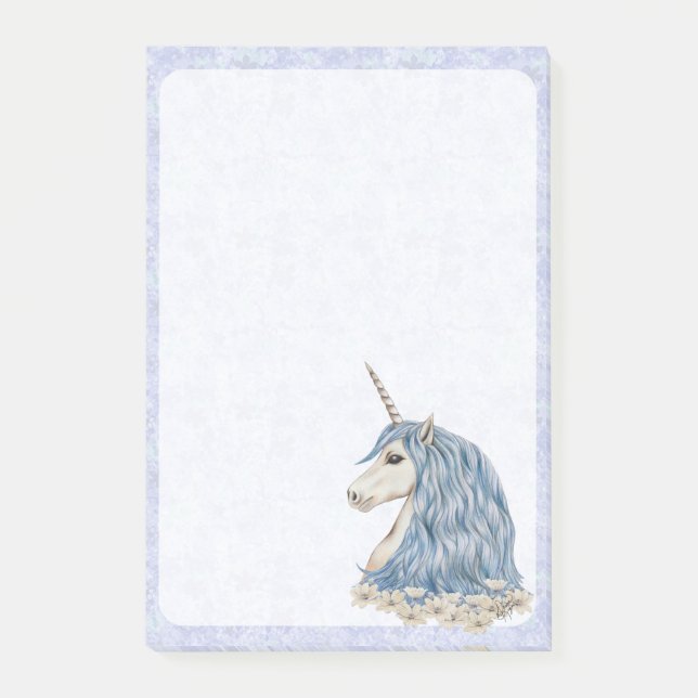 Einhorn-Blau-Haar Post-it Klebezettel (Vorderseite)